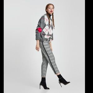 Zara Gray Checkered Trousers